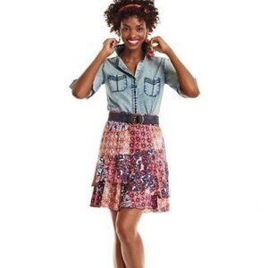 Cabi Isabel Patchwork Floral Ruffle Skirt Size XS